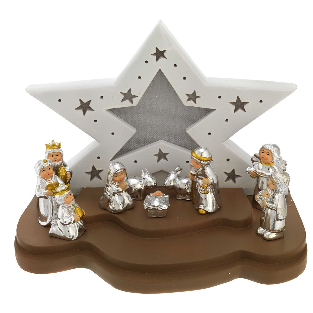 CAPANNA CON LED STELLA GRANDE BIANCO E TORTORA + PRESEPE